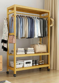 Heavy Duty Bamboo Garment Rack with Wheels - Portable Closet Organizer for Bedroom and Entryway - Multi-Functional Laundry Rack for Hanging Clothes/A/69 * 35 * 165Cmc,B,59 * 35 * 165Cm
