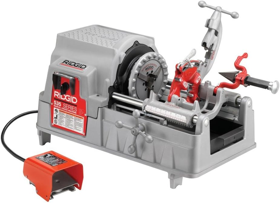 RIDGID 93287 Model 535 Pipe Threading Machine with Hammer Chuck, 36 RPM, 1/2-Inch to 2-Inch Pipe Dies and NPT Threading Die Head