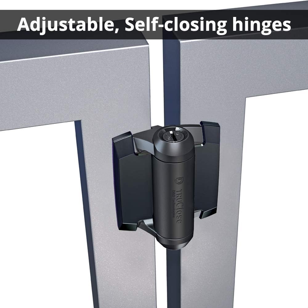 D&D Technologies MLTPTCA1CAPSPKA Pool Safety Gate Hardware Kit with MagnaLatch Top Pull 20-inch Gate Latch, Self-Closing TruClose Hinges and Safety Cap for Child Protection & Spacer for 2' Gate Gaps