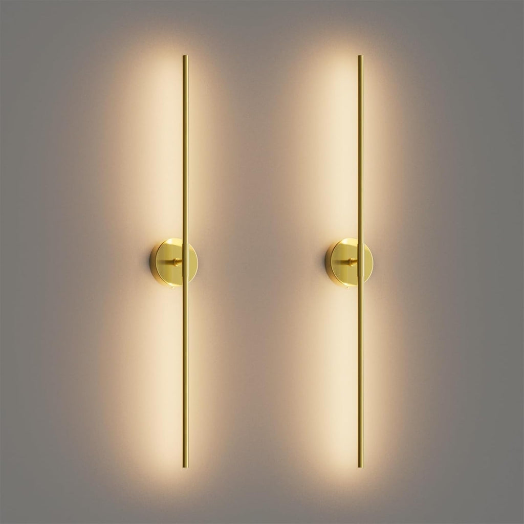 40Inch Hardwired Gold Wall Sconces Set of Two,360° Rotate Modern Linear Wall Light 30W Gold Vanity Light 3000K for Bathroom, Living Room(2 Pack)