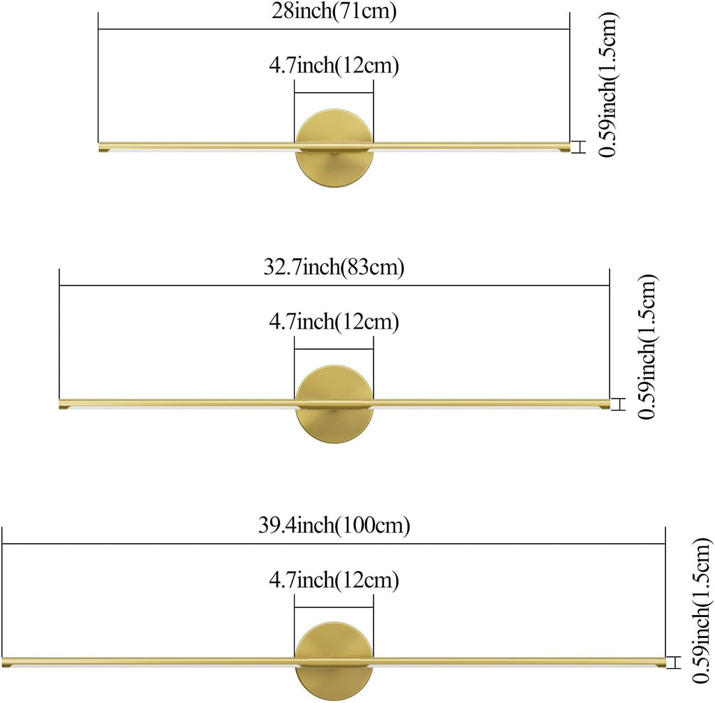 40Inch Hardwired Gold Wall Sconces Set of Two,360° Rotate Modern Linear Wall Light 30W Gold Vanity Light 3000K for Bathroom, Living Room(2 Pack)