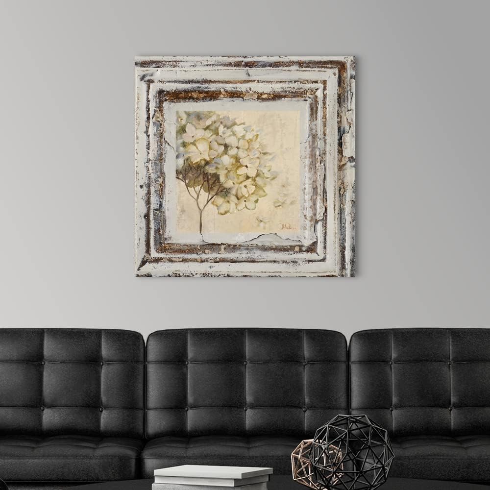 CANVAS ON DEMAND Flowers and Leaves Square VI by Patricia Pinto - Home Decor Wall Art Print, 30'x30' Floral Artwork
