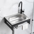Wall Mounted Kitchen Sink with Towel Rack, Stainless Steel Utility Sink Washing with Hot and Cold Water Tap and Pipe, Single Bowl Restaurant Sink for Lau,50 * 40 * 21cm