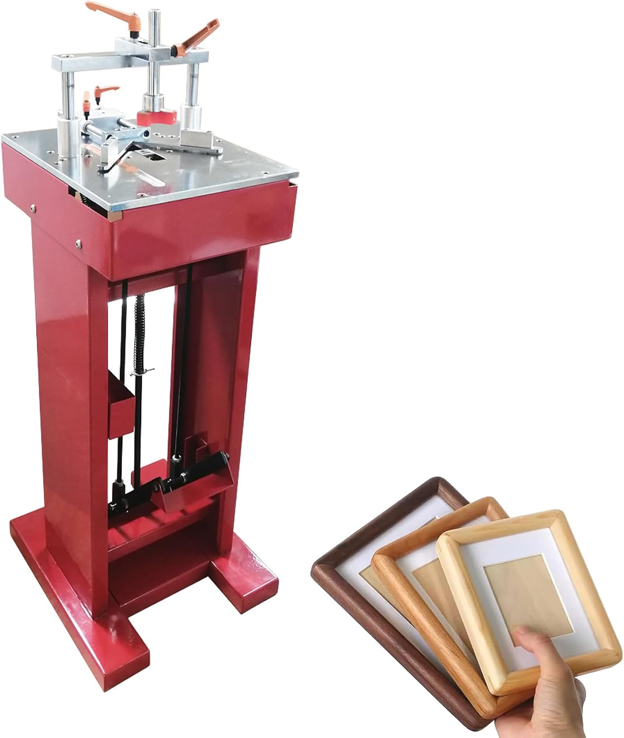 TECHTONGDA Picture Framing Machine Pedal Iron Picture Frame Nailer, Manual Nail Angle Machine Wood Corner Frame Joiner with V-Nail 7,10,12,15mm