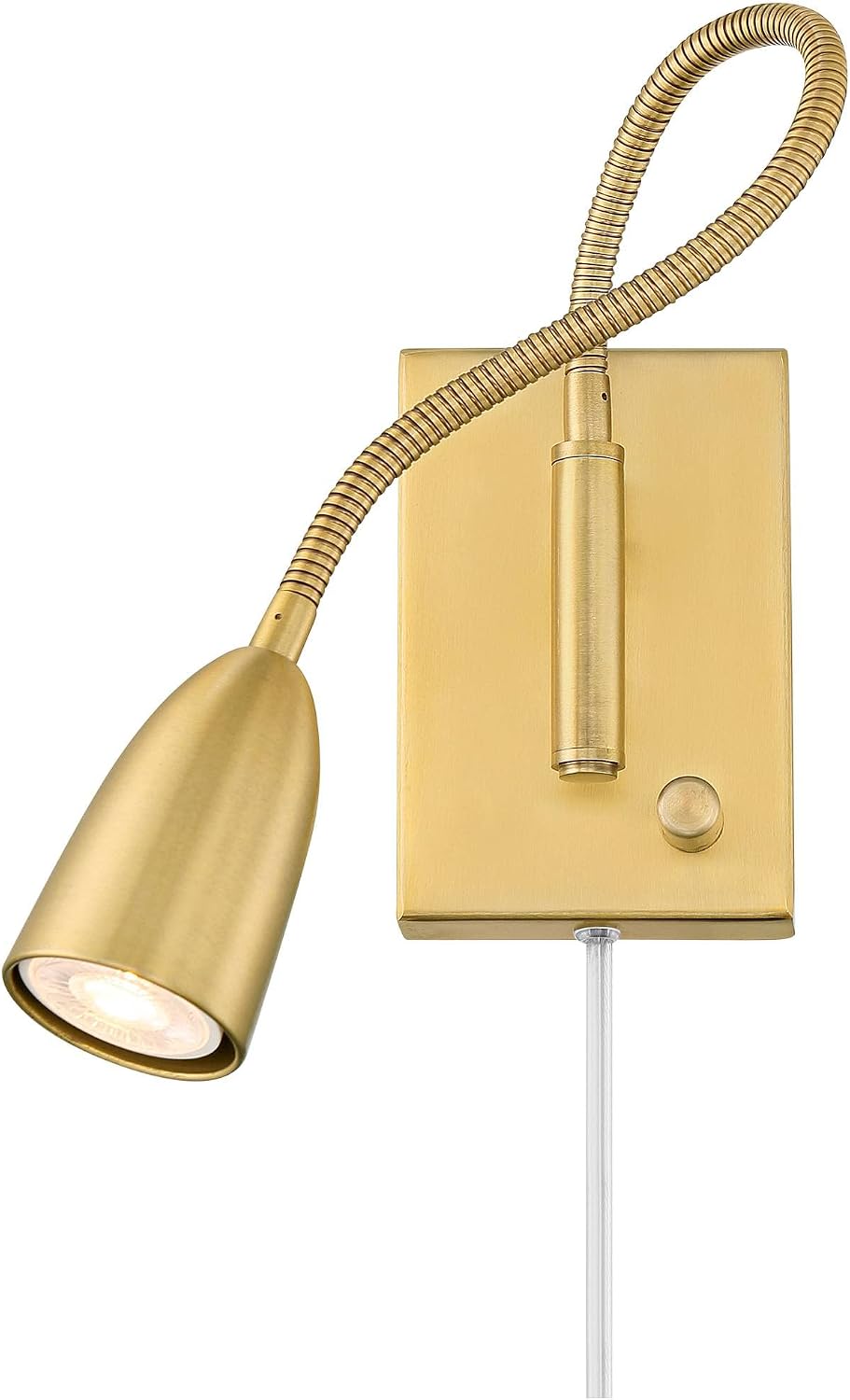 360 Lighting Lido Modern Reading Wall Lamps Set of 2 Warm Gold Metal Plug-in LED Adjustable Gooseneck Arm for Bedroom Bathroom Vanity Living Room Home Hallway Dining Family Kitchen House
