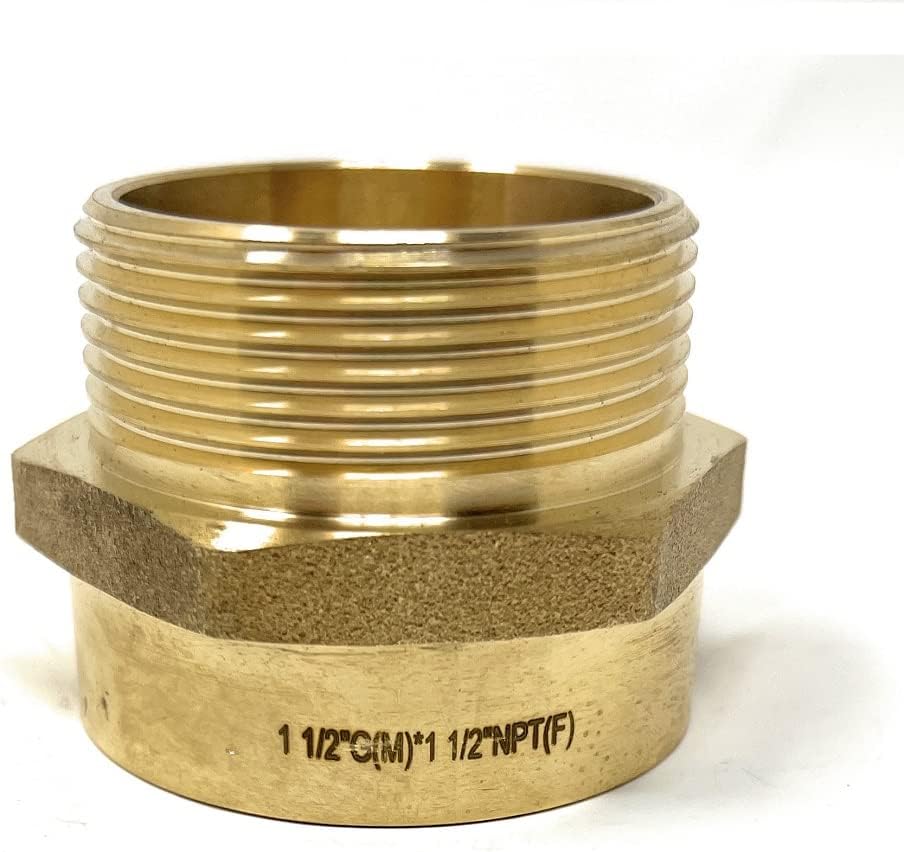 Cascada Lead-Free Brass Adapter, G Thread British BSPP Male to NPT Female (1 1/2' x 1 1/2' (4 Pieces))