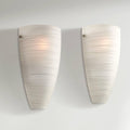 Possini Euro Design Isola Modern Wall Sconces Set of 2 White Striped Glass Pocket Hardwired 13 1/4' High Light Fixtures for Bedroom Bathroom Bedside Living Room Home Hallway Dining Kitchen Decor