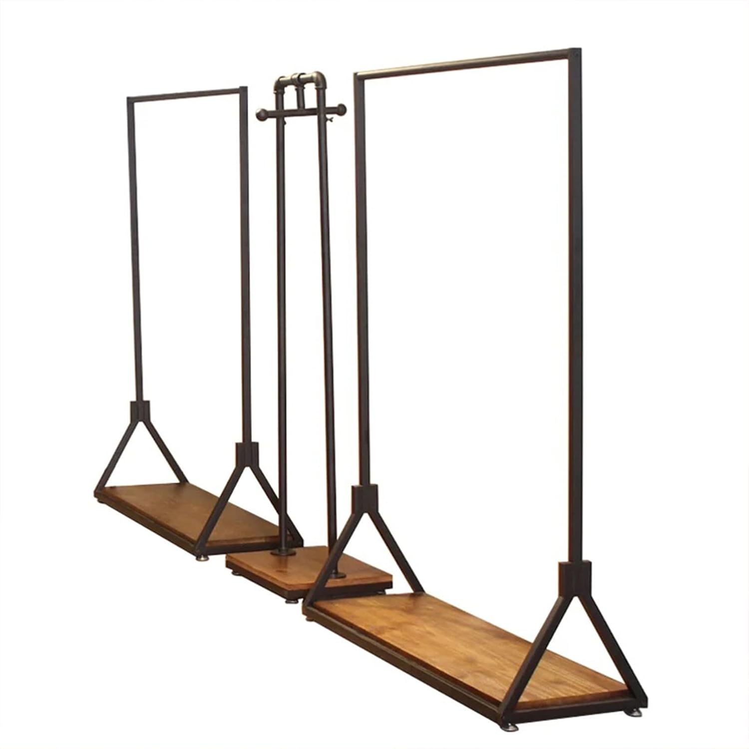 Modern Simple Heavy Duty Metal and Wood Rolling Clothing Garment Rack with Wheel,Creative Commercial Wedding Dress Display Shelf,Floor-Standing Clothes Hangers (Black with Wood, 47.2' L)