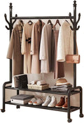 YSUEFIJO Clothing Garment Rack On Wheels, Garment Racks for Hanging Clothes, Multi-Functional Bedroom Clothes Rack, Heavy Duty Clothing Rolling Rack, for Dorm Bedroom Home