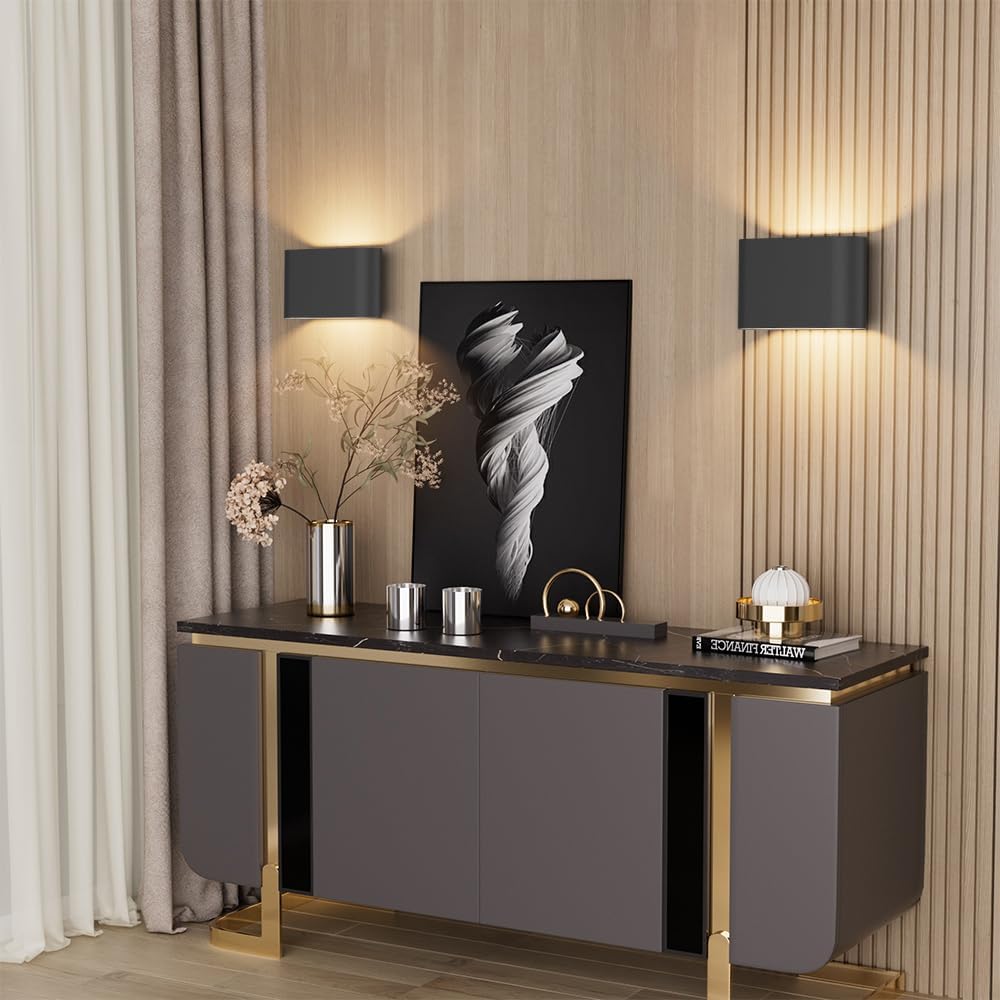 Aipsun Black Modern LED Wall Sconces 4 Packs Indoor Wall Lights Hardwired Up and Down Wall Mount Light for Living Room Bedroom Hallway Corridor Conservatory Warm White 3000K(with G9 Bulbs)