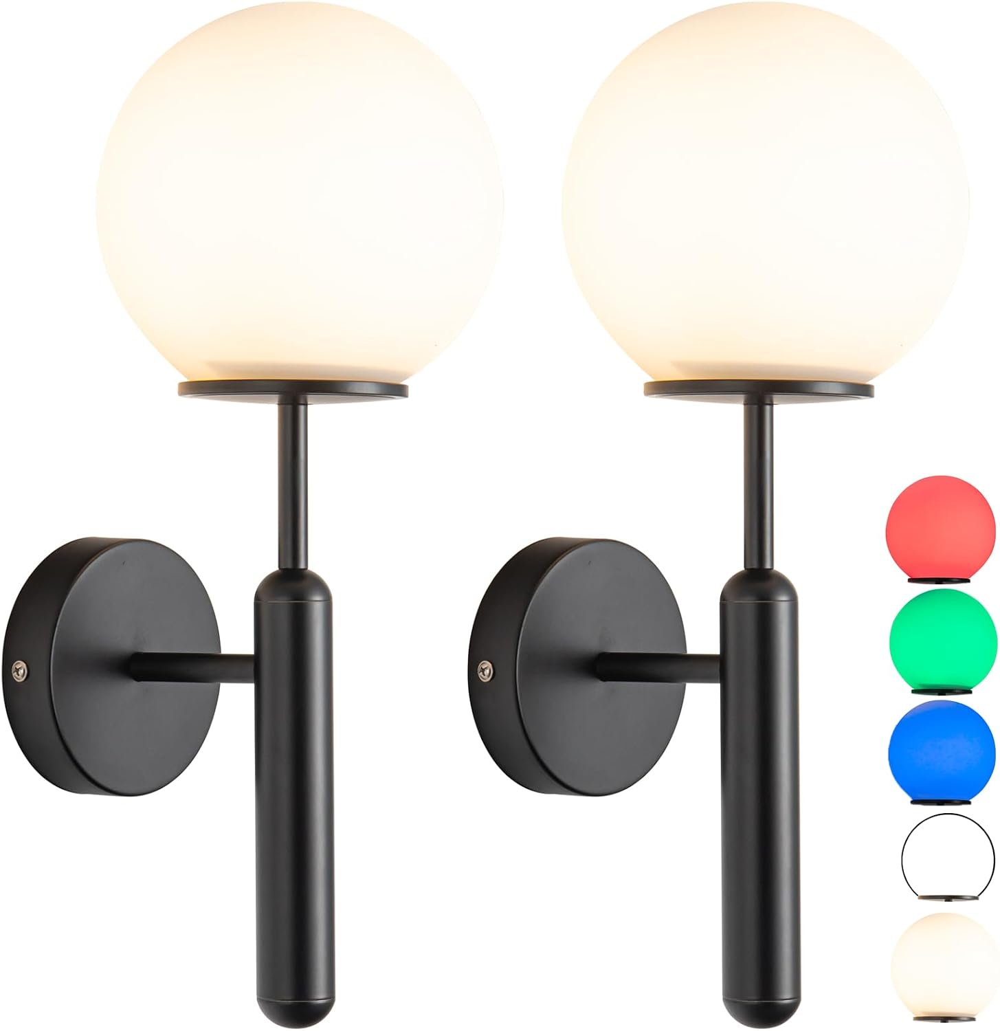 Wall Sconce Battery Operated Wall Lights Set of 2，with Dimmable Battery Powered Bulb Non Hardwired Easy to Install，for Bedroom Farmhouse Bedside Reading Light (Black)