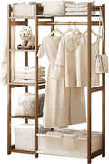 Bamboo Garment Rack with 5 Shelves Free Standing Clothes Rails for Bedroom Storage Clothing Rail for Dresses Shoes and Hats Max Load 100kg