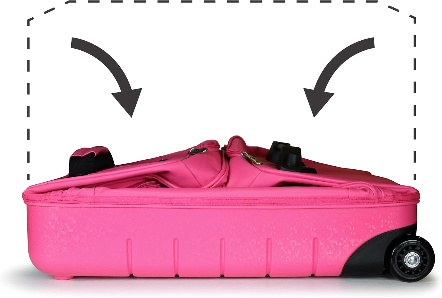 Mavii Dance Bag with Garment Rack, 22 Inch Hardcase Bottom Rolling Duffel for Competitions & Travel, Water-resistant/Wipe-Clean Fabric, Lightweight Aluminum Rack, Wheeled Upright Luggage, Hot Pink