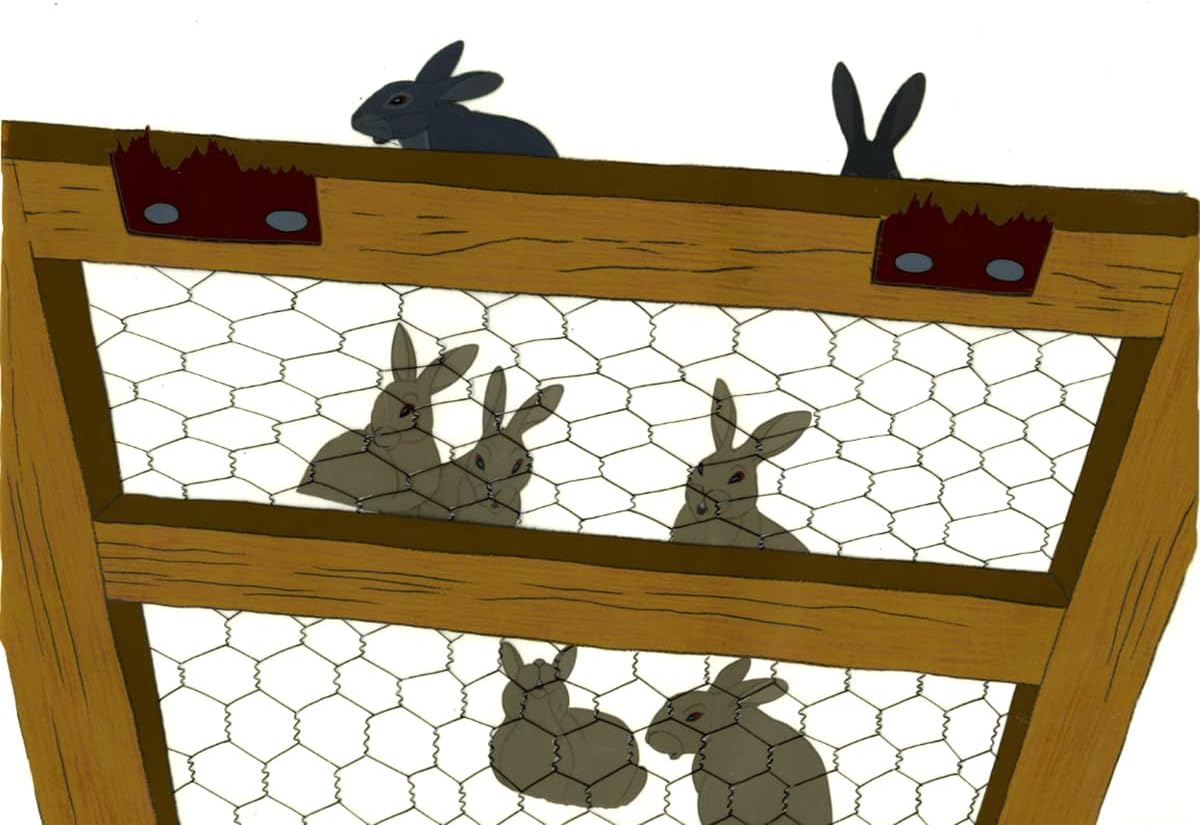 Watership Down 1978 Production Animation Cel with Linda Jones Seal and Coa 122-9 Multiple Rabbits