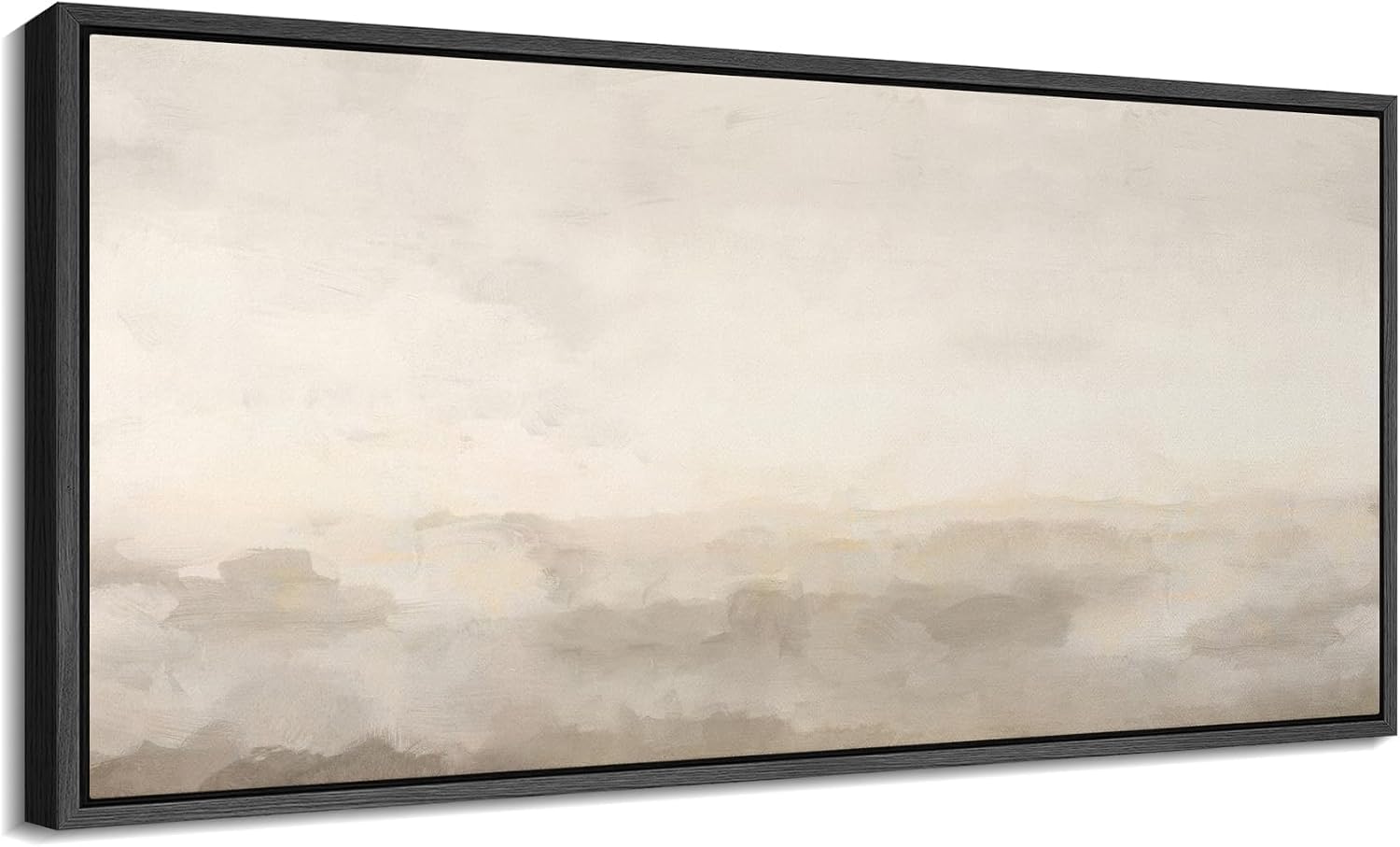 MUDECOR Extra Large Framed Canvas Print Wall Art Soft Neutral Horizon Minimal Abstract Landscape Antique Ready to Hang Painting for Living Room Bedroom Multi-Sizes - 60'x30'