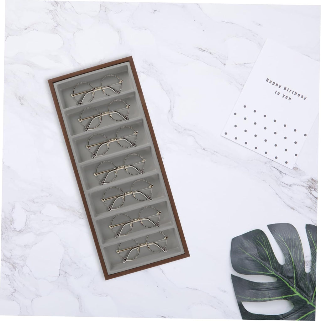CALLARON 4pcs Wooden Sunglasses Organizer Tray Compartments Stylish Eyewear Display Holder for Sunglasses and Eyeglasses for Home and Retail Use