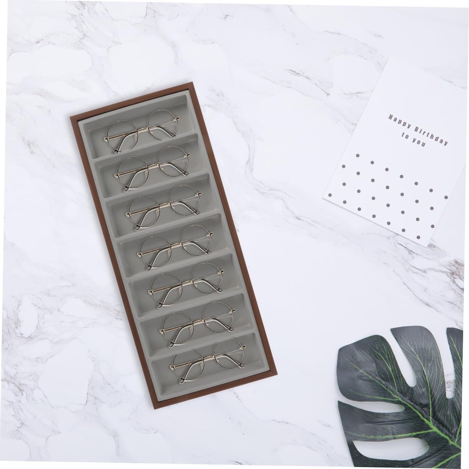 CALLARON 4pcs Wooden Sunglasses Organizer Tray Compartments Stylish Eyewear Display Holder for Sunglasses and Eyeglasses for Home and Retail Use