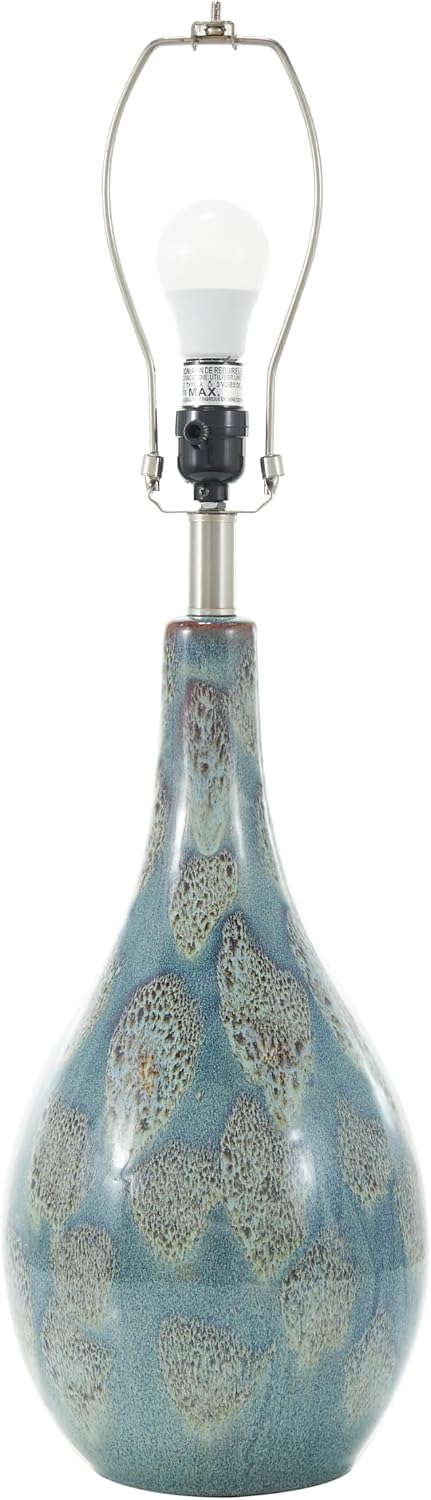 Deco 79 Ceramic Room Table Lamp Abstract Textured Accent Lamp with Drum Shade, set of 2 Lamp 8' x 8' x 32', Teal