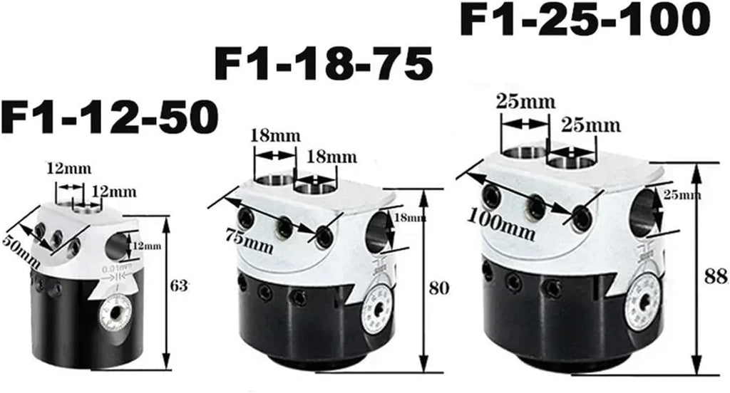 A Set MT2 MT3 MT4 C20 C25 BT30 BT40 NT30 NT40 R8 M10 M12 M16 + F1 3 Inch 75 Boring Head 18mm Boring Bar for Milling Machine Tool(Boring Rod,MTA2-F1-18)