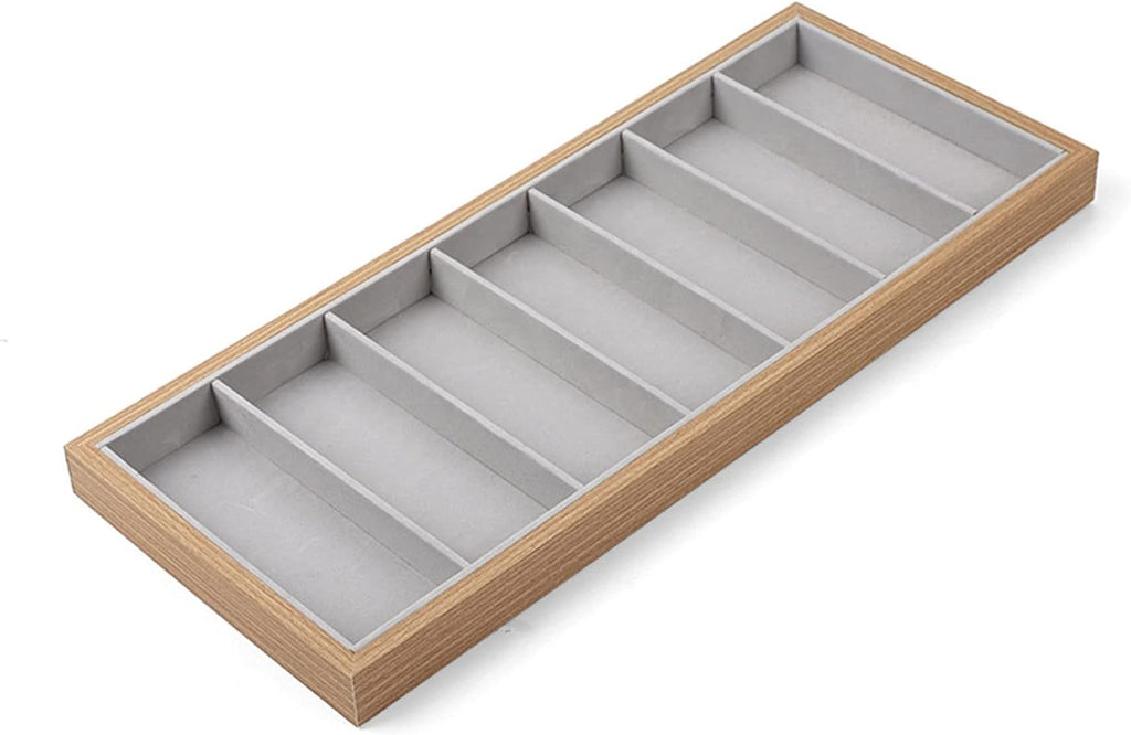 Eyeglass Displays Multi-Slot Wooden 7/12/18 Compartment Eyewear Storage Organizer Box/Open Top Suede Inside Sunglasses Display Case Display Risers(S)