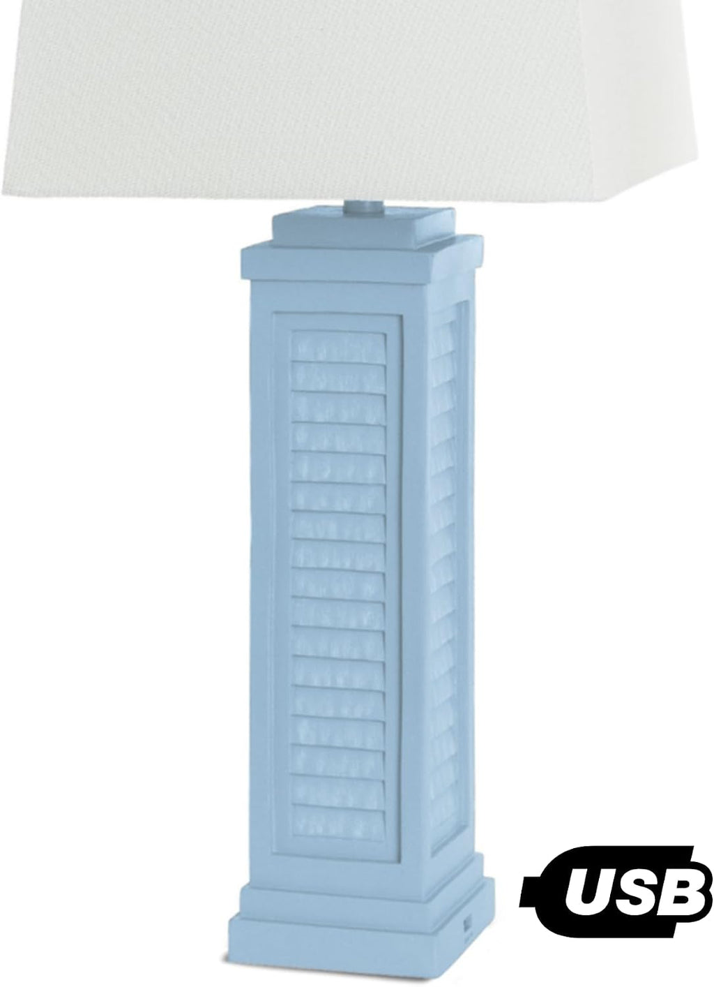 Sea Winds Trading Lux Lighting Coastal Blue Table Lamps Set of 2 with 3-Way Switch USB Charging Port Resin 32 Inch Linen Shade