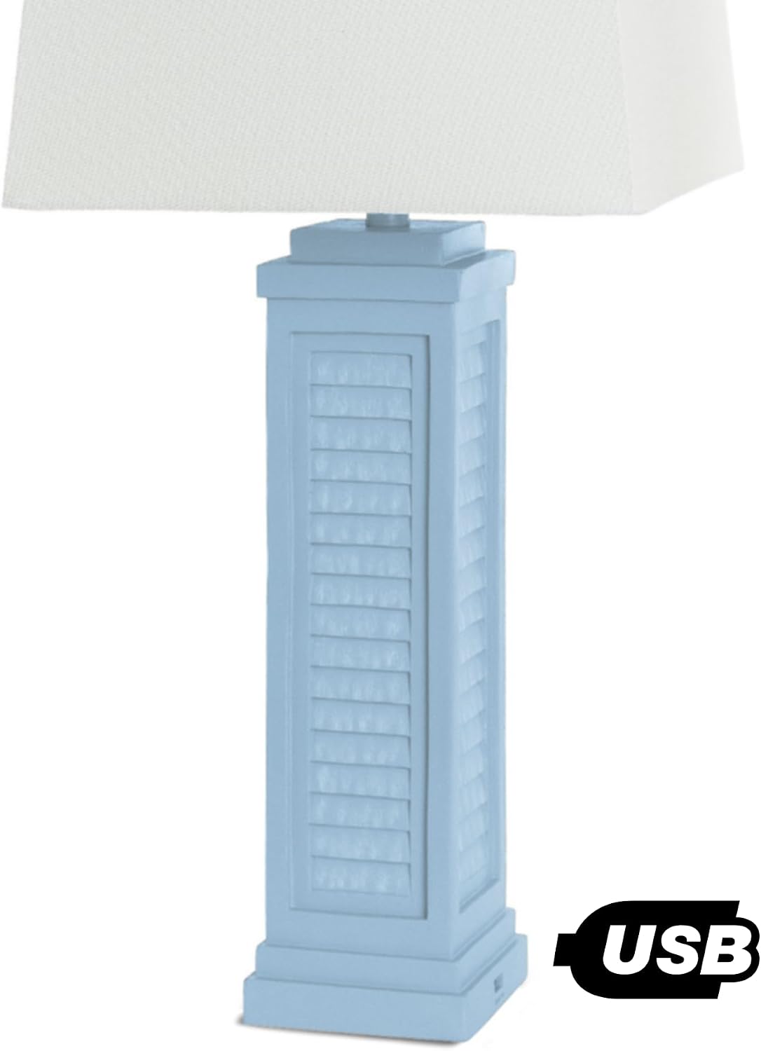 Sea Winds Trading Lux Lighting Coastal Blue Table Lamps Set of 2 with 3-Way Switch USB Charging Port Resin 32 Inch Linen Shade