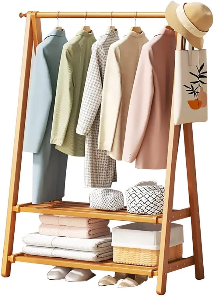 Bamboo Clothing Rack with Heavy Duty 2-Tier Shoe nizer, Garment Stand for Clothes and Coat Stora, Stylish & Eco-Friendly Solut for Any Home
