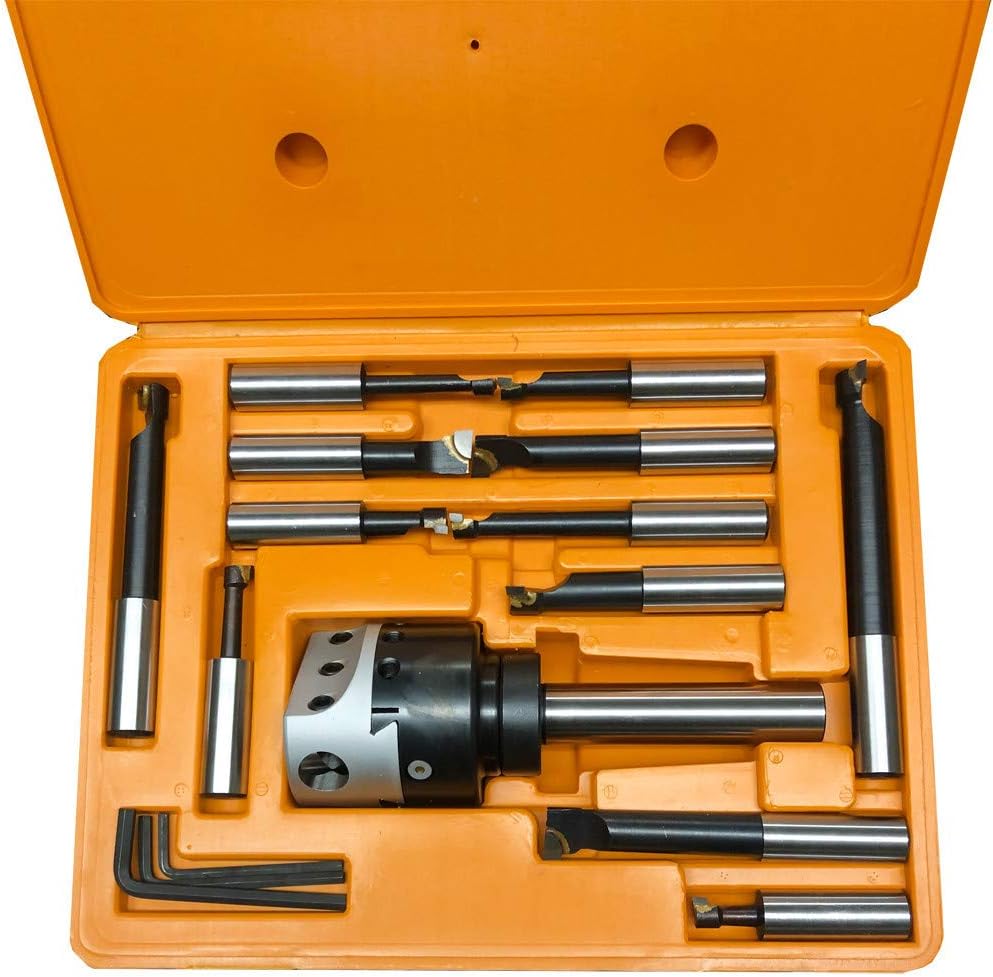3' Boring Head Set W/ 1' Shank Carbide Tipped 12 Pc 3/4' Boring Bar Set