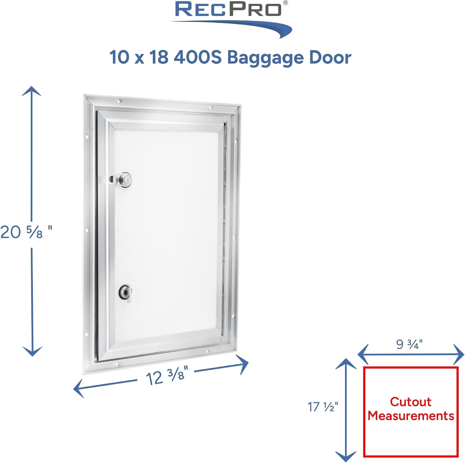 RecPro Square RV Baggage Door | Compartment Storage | RV & Trailer Storage (10' W x 18.5' H) | Made in America