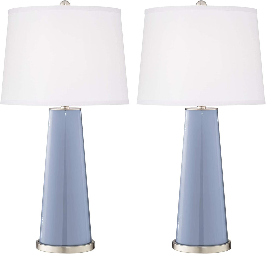Color + Plus Leo 29 1/2' Blue Sky Modern Glass Table Lamps Set of 2