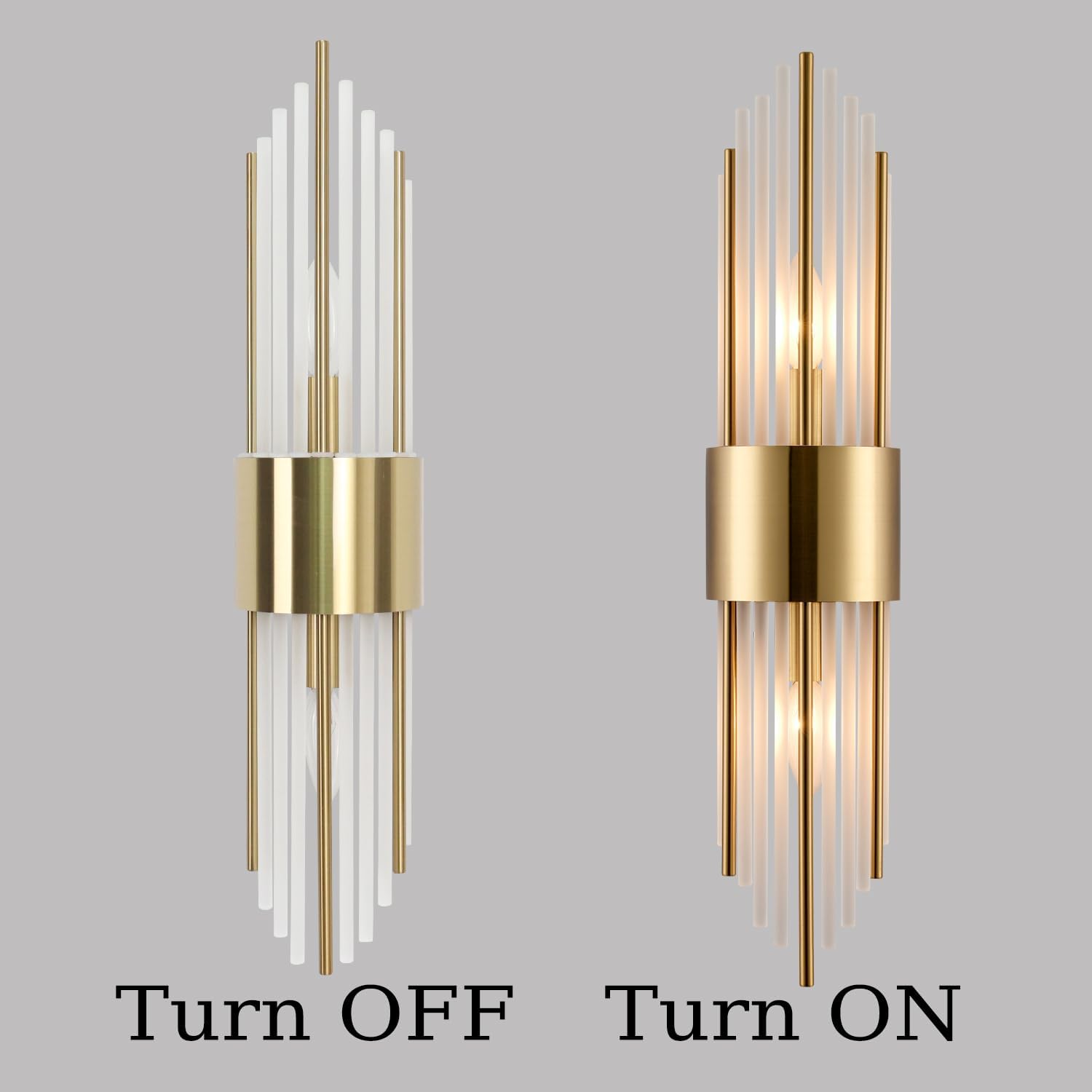 2-Light Modern Crystal Wall Sconces Titanium Gold Vanity Wall Light with Frosted Glass Luxury Set of 2 Wall Light Fixtures for Bedroom Living Room Dining Room Vanity Mirror Light