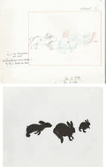 2 lot Watership Down 1978 production Animation Cel AND Drawing 130-5
