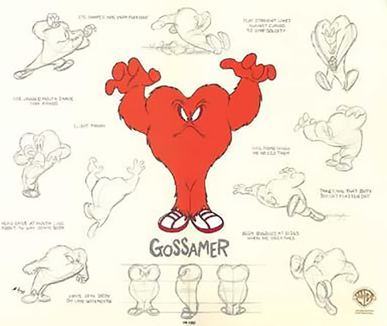 Gossamer Model Sheet Warner Brothers Limited Edition Animation Cel of 750