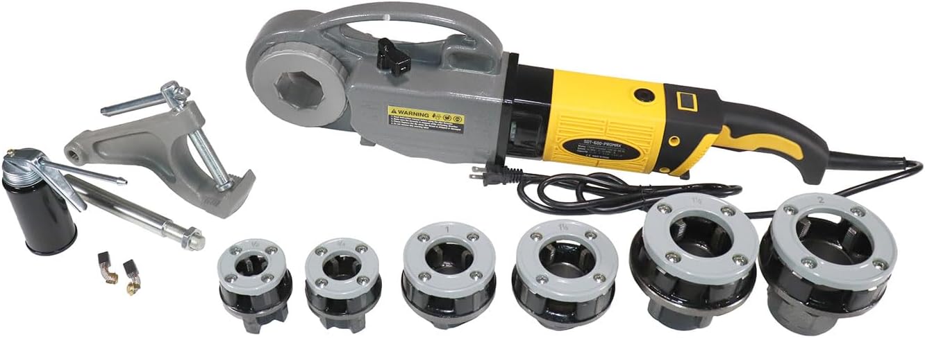 Steel Dragon Tools 600 PRO MAX 1/2 in. - 2 in. Handheld Power Pipe Threader fits RIDGID 11-R NPT Pipe Threading Die Heads with Carrying Case