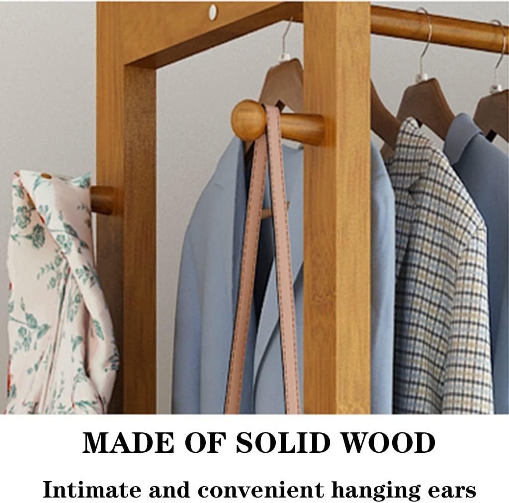 Heavy Duty Bamboo Garment Rack with Wheels - Portable Closet Organizer for Bedroom and Entryway - Multi-Functional Laundry Rack for Hanging Clothes/A/69 * 35 * 165Cmc,B,79 * 35 * 165Cm