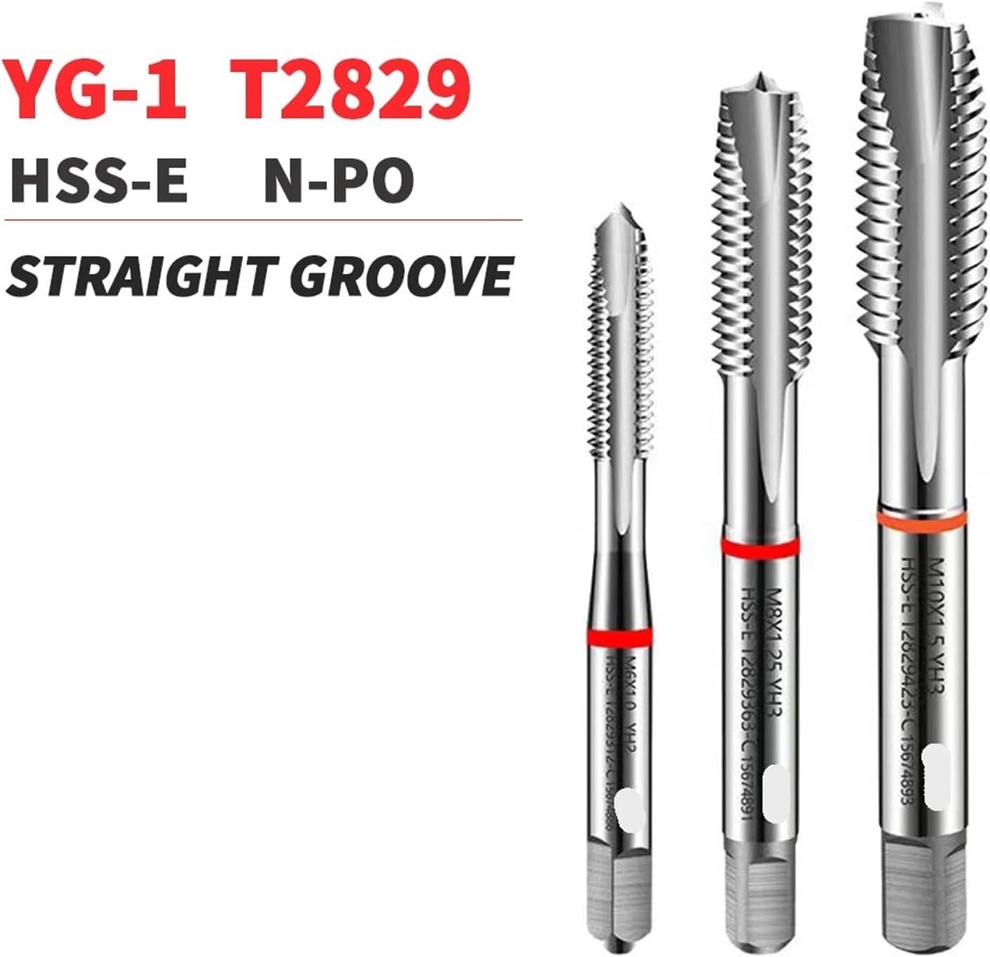 Pipe Tap Set Straight Flute Through Hole Taps M2 .5 M3 M4 M5 M6 M8 M10 M12 Processing Stainless Steel for Multi Purpose(10 PCS,M8X1)