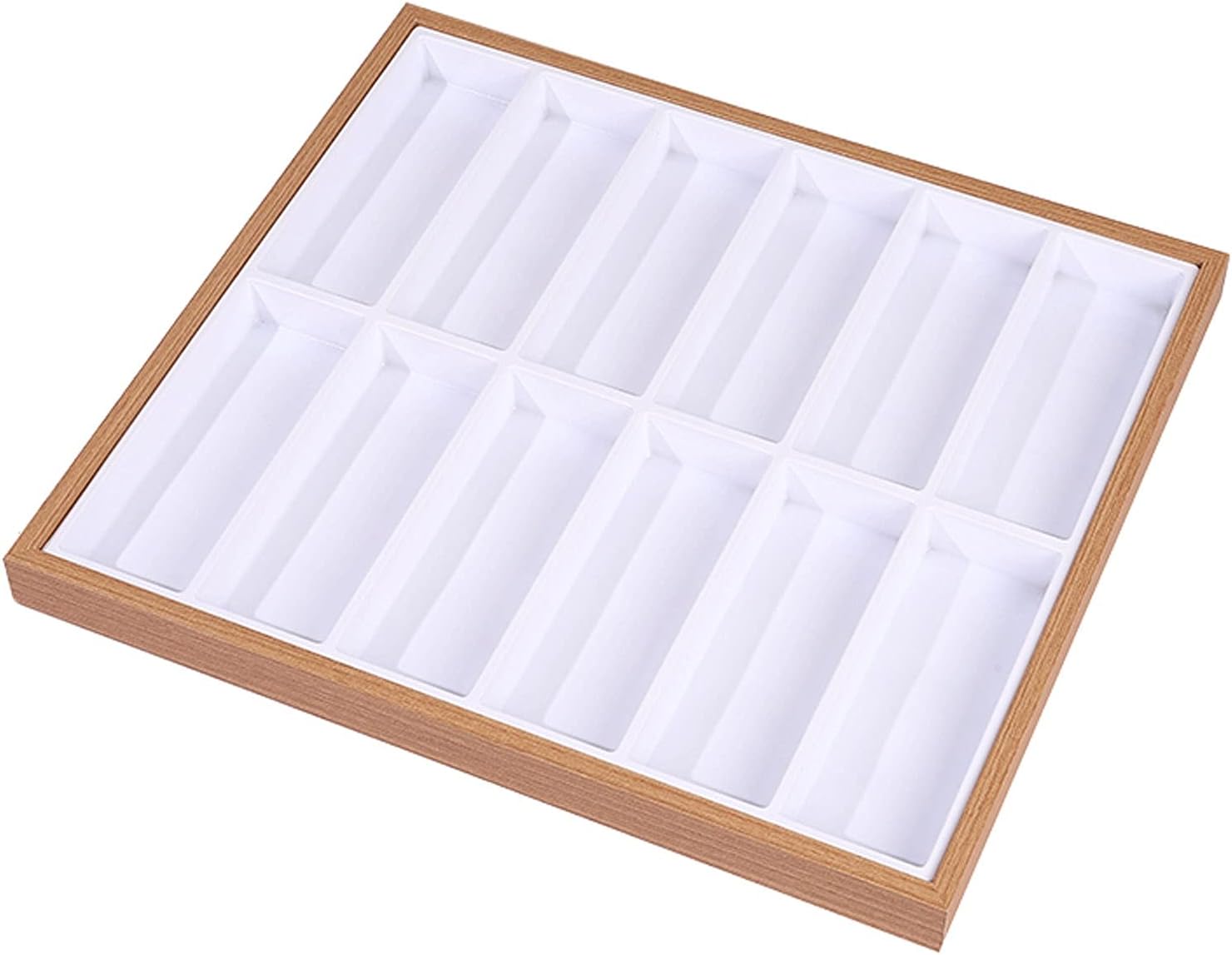 Eyeglass Displays Wooden 7/12/18 Compartments Eyeglass Display Organizer Open Top Eyeglasses Sunglass Storage Case Box Eyewear Tray Stand Display Risers(M)