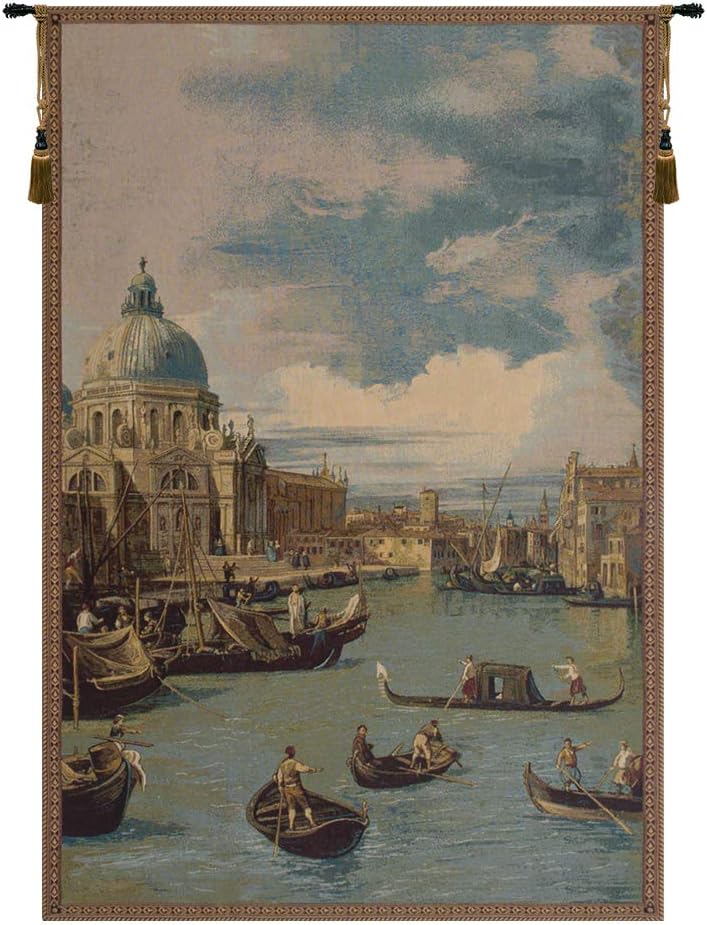 Charlotte Home Furnishings Inc. Saint Mary Of Health And The Grand Canal Vertical Italian Tapestry Wall Hanging 54 X 38 Inch Viscose Cotton & Polyester Blend Wall Art Perfect Wall Decor