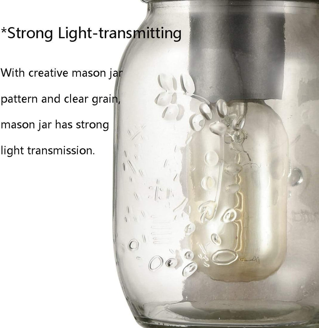 EUL Farmhouse Mason Jar Wall Sconces Hanging Wall Light, Plug-in Set of 2 2-Pack