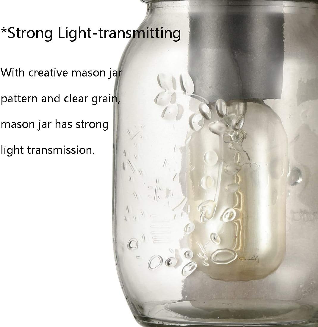 EUL Farmhouse Mason Jar Wall Sconces Hanging Wall Light, Plug-in Set of 2 2-Pack