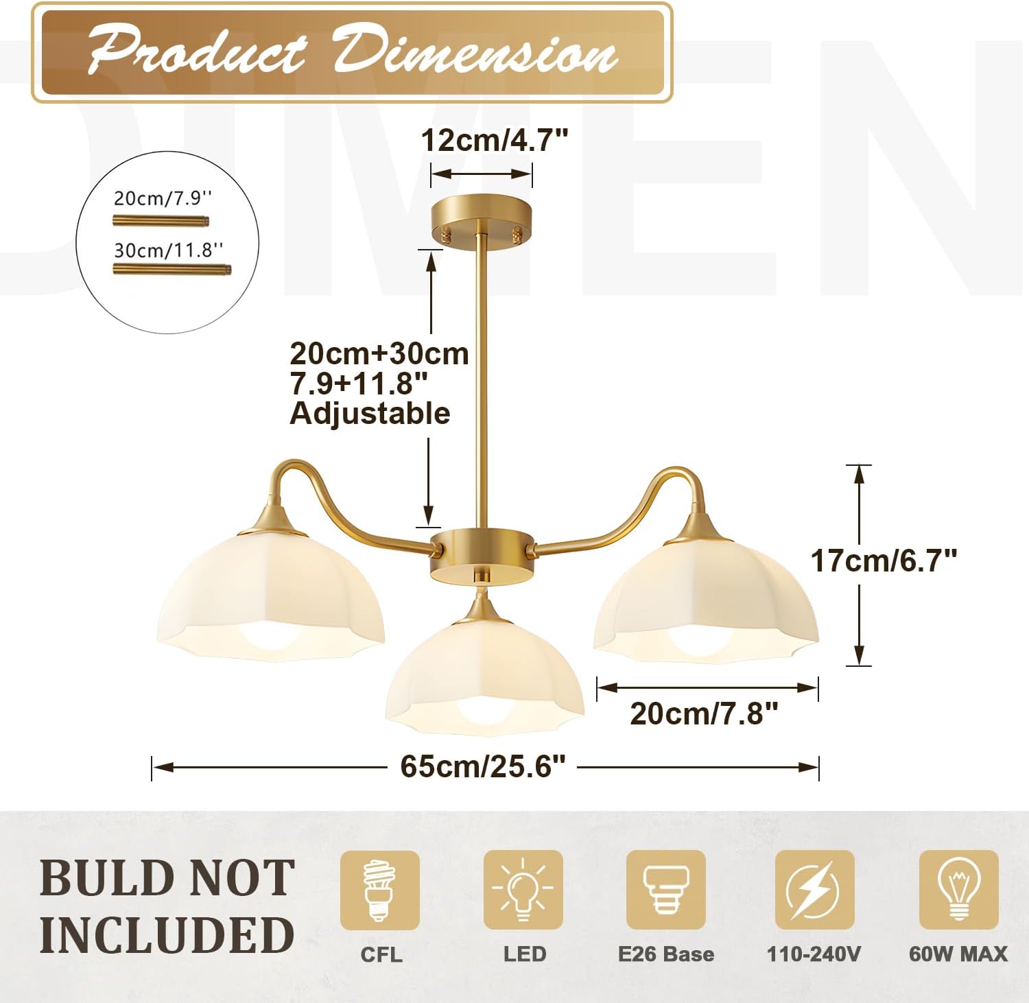 Mid Century Modern 3 Light Sputnik Chandeliers Retro Gold Milk Glass Chandelier Pendant Light Fixture Nordic White Ceramic Kitchen Island Hanging Lights Dining Room Ceiling Lamp MPL13-3 GD