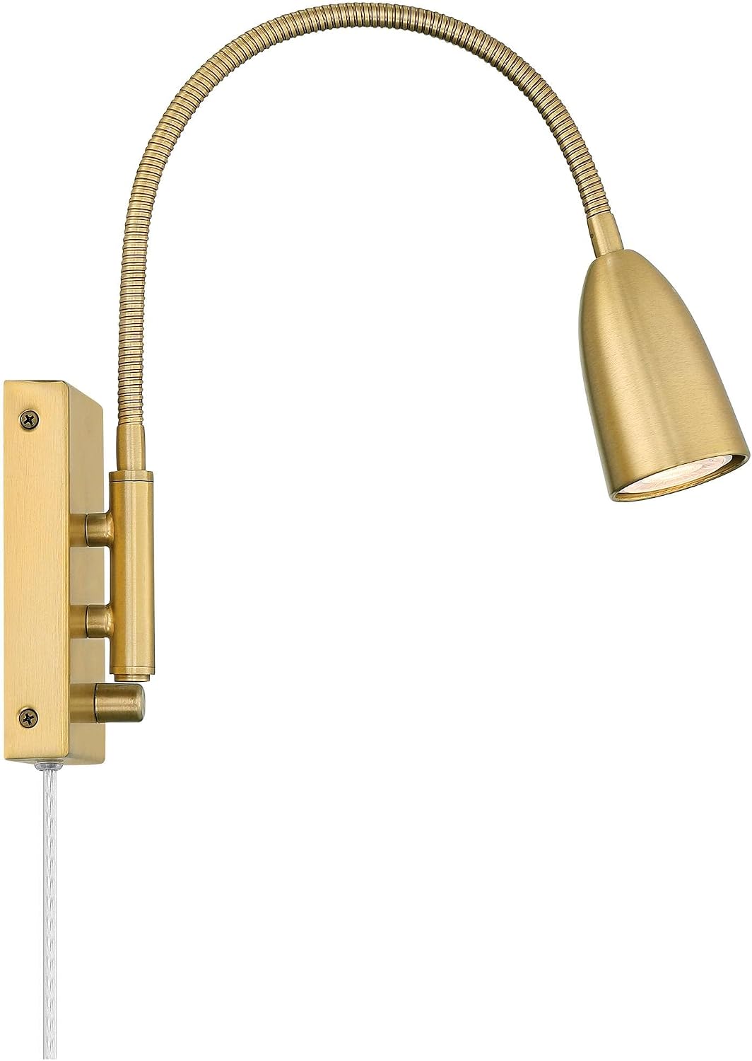 360 Lighting Lido Modern Reading Wall Lamps Set of 2 Warm Gold Metal Plug-in LED Adjustable Gooseneck Arm for Bedroom Bathroom Vanity Living Room Home Hallway Dining Family Kitchen House