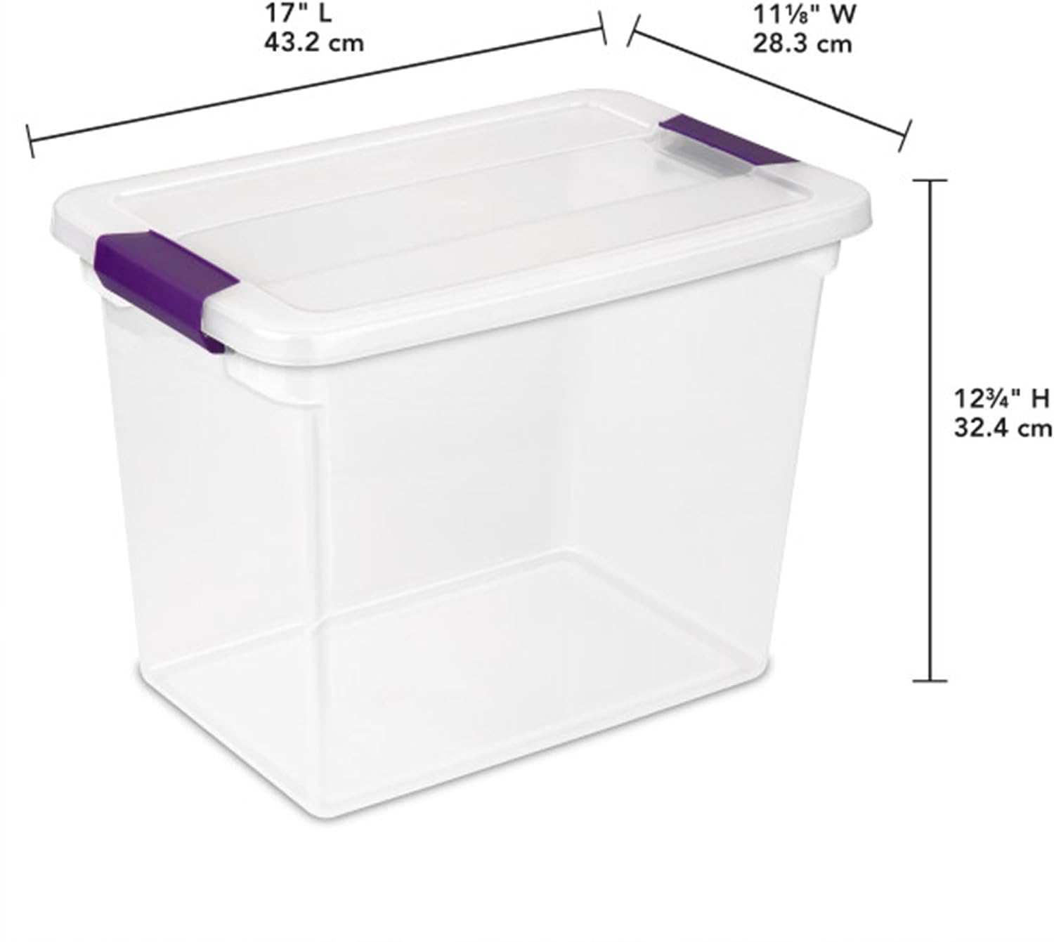Sterilite 27 Quart ClearView Latch Box, Stackable Storage Bin with Latching Lid, Organize Clothes, Shoes in Closet, Clear Base and Lid, 18-Pack