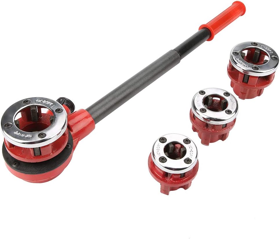 Dies Manual Plumber Pipe, Tap and Die Set, Dies Manual Plumber Pipe Threading Kit 0.5 0.75 1 1 to 0.25 Threader Tool Hand Tapping Forming Cutting Set (Type 62B Four Heads)
