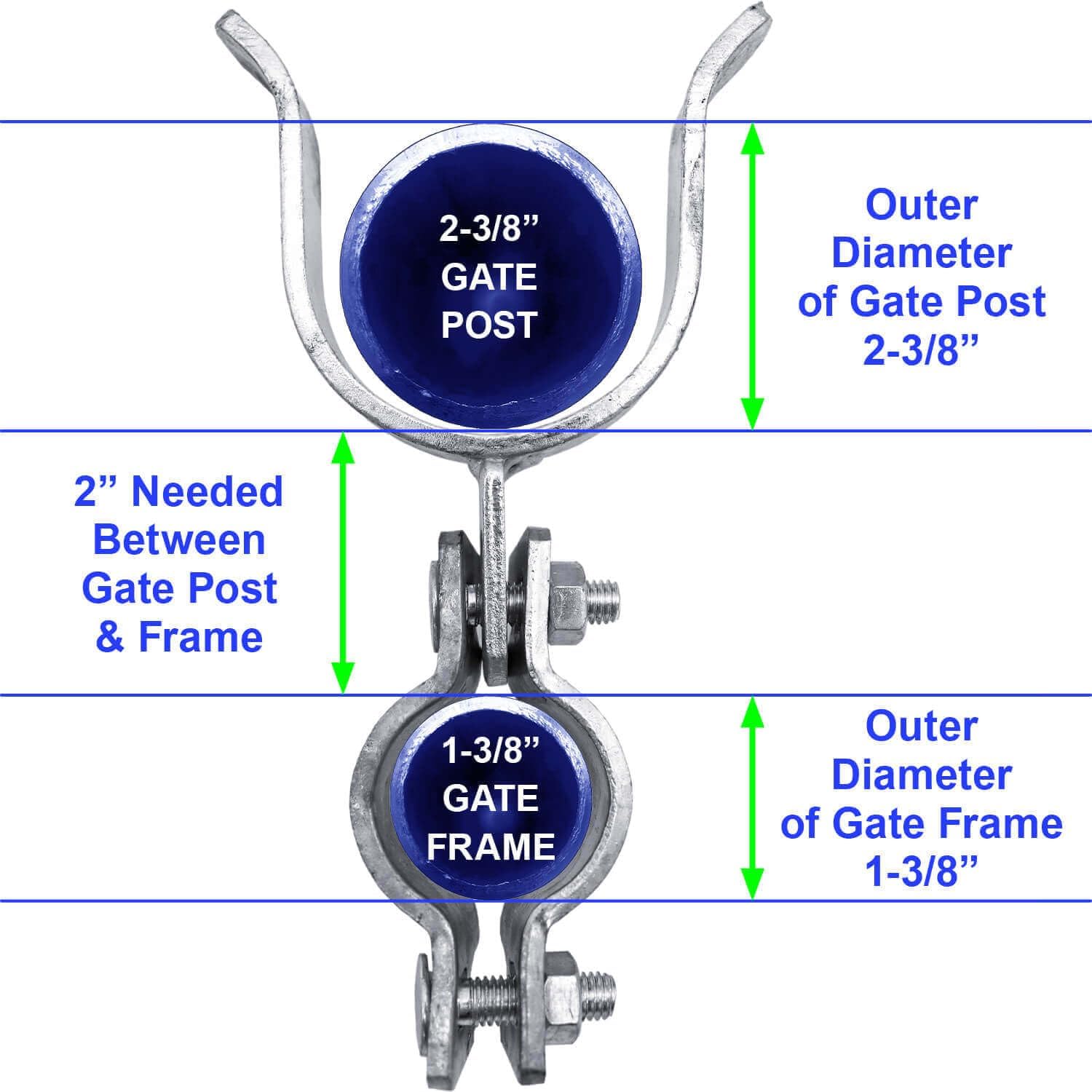 1-3/8' x 2-3/8' Chain Link Fence Gate Fork Latch - Galvanized - with Hole for Padlock - CASE Qty 25