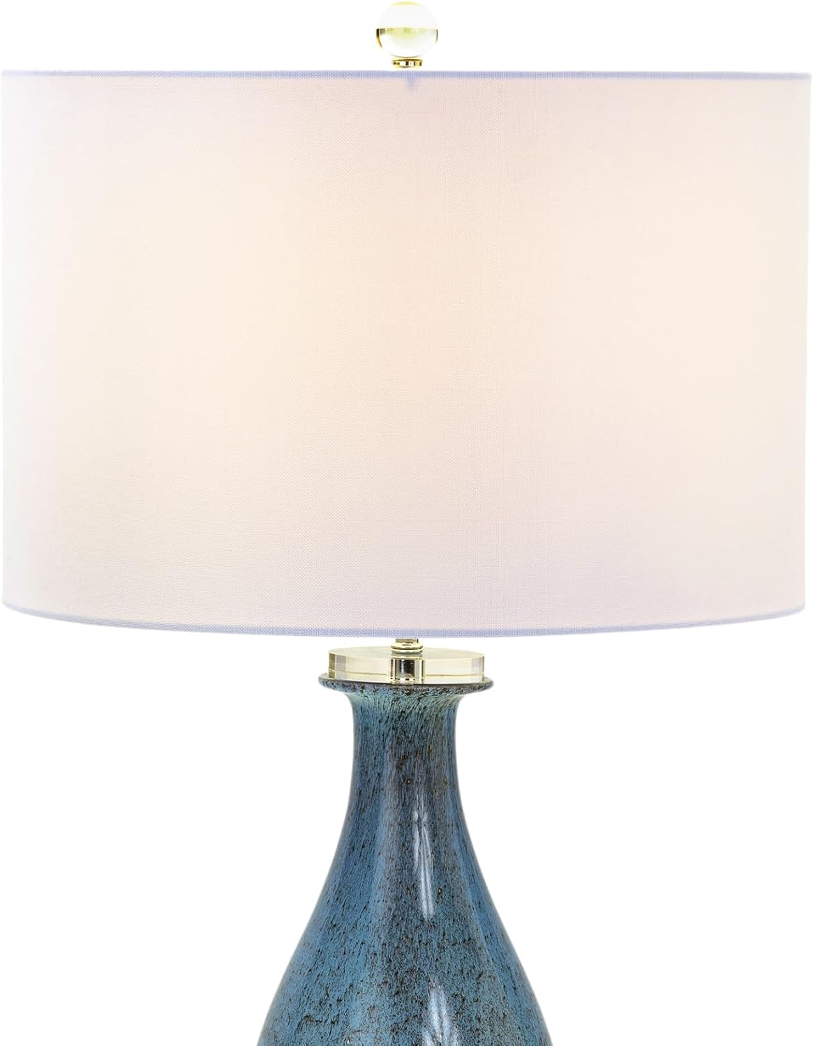 Sea Winds Trading Lux Lighting 30-Inch Blue Tone Art Glass Table Lamps Set of 2 with Dazzling Crystal Base Coastal Style 3-Way Switch Linen Shade