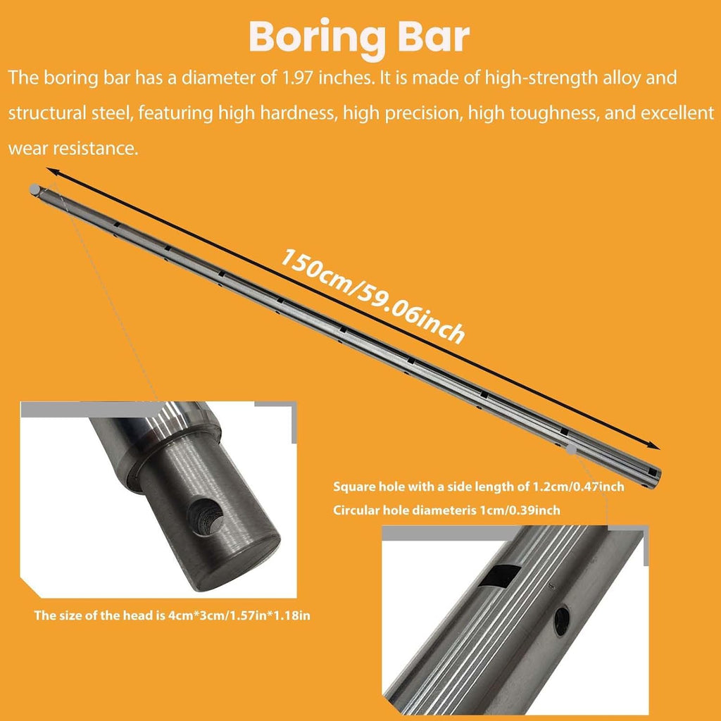 110V Portable Line Boring Machine, Hole Drilling Machine Bore Diameter 2.16'-10.23', with 4.92ft Drilling Bar and Control Handle, Professional Boring Equipment for Excavator Loader