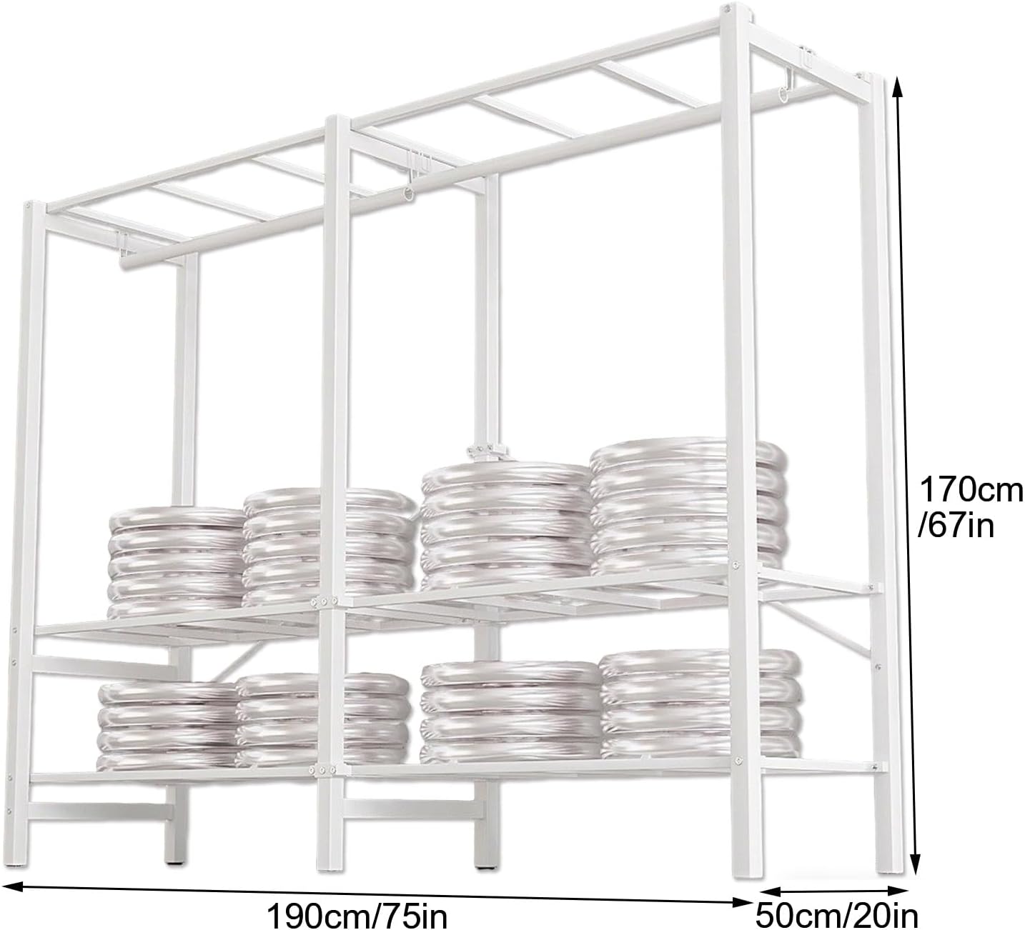 Portable Closet with Cover, Heavy-Duty Portable Wardrobe Closet, 2000lbs Weight Capacity, Foldable Garment Rack for Hanging Clothes and Coats(190cm/75in)