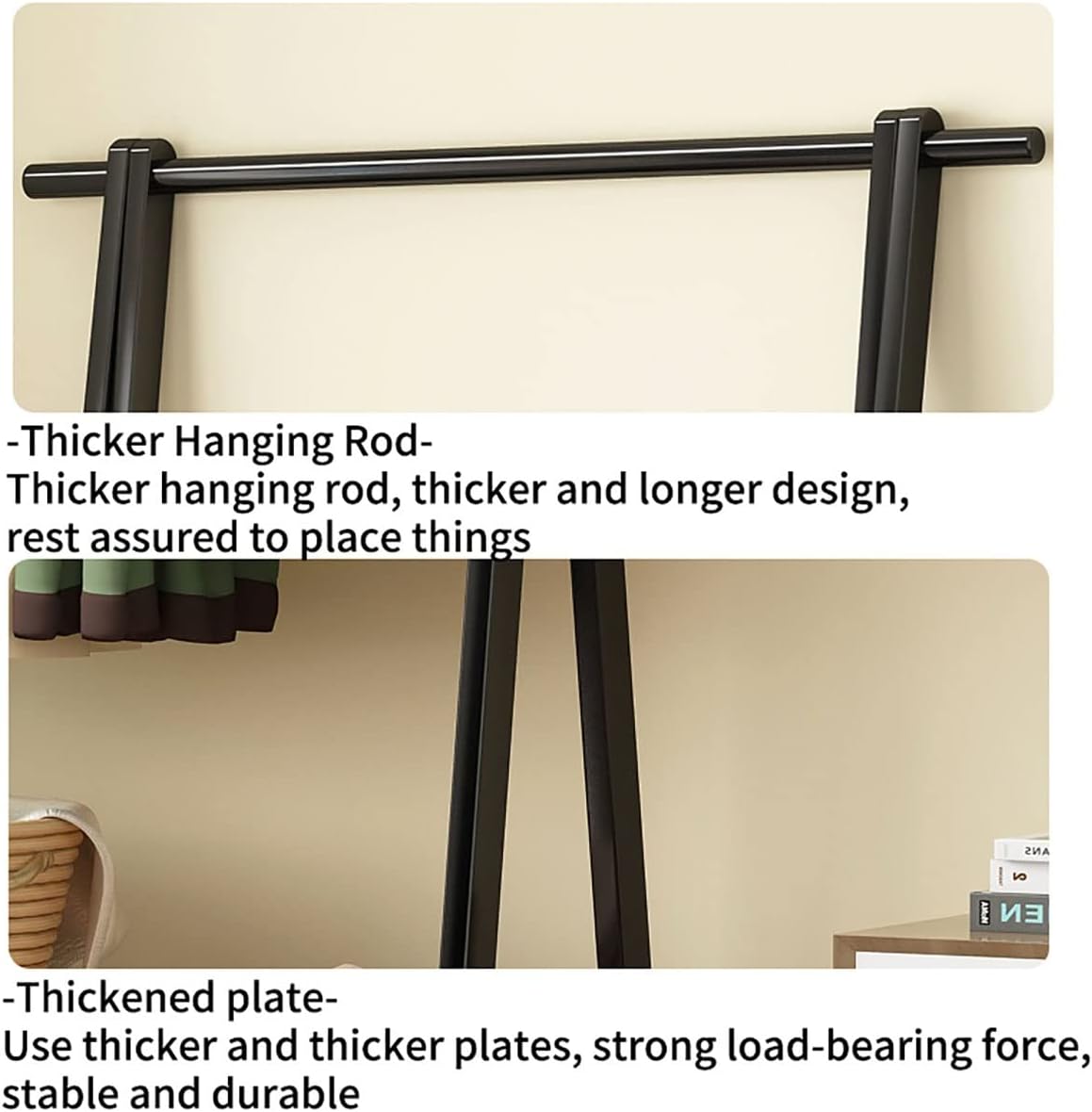 Bamboo Garment Rack, Foldable Hanging Clothes Rack, Space Saving Coat Stand, Storage Organizer Shelves