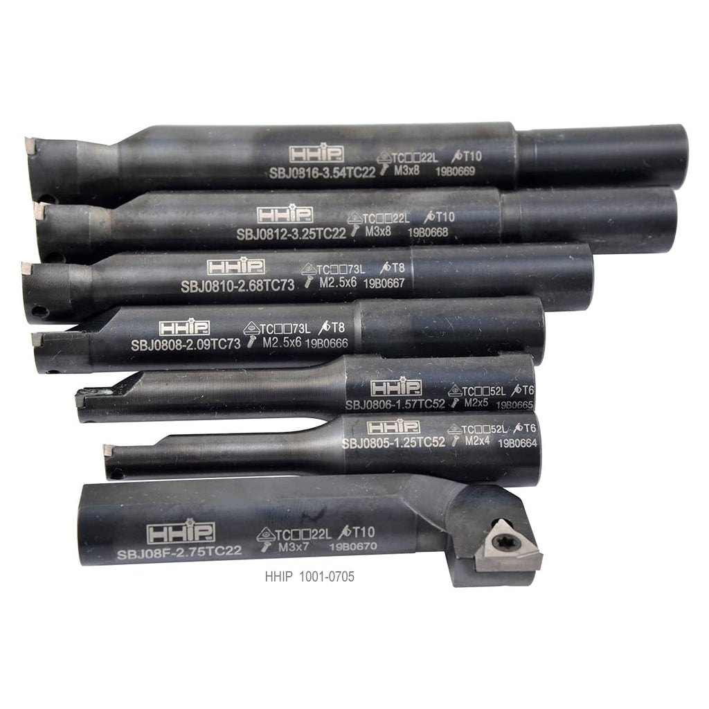 HHIP 1001-0705 7 Piece 1/2' Round Shank Indexable Boring Bar Set